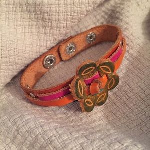 Handmade Leather Flower Bracelet